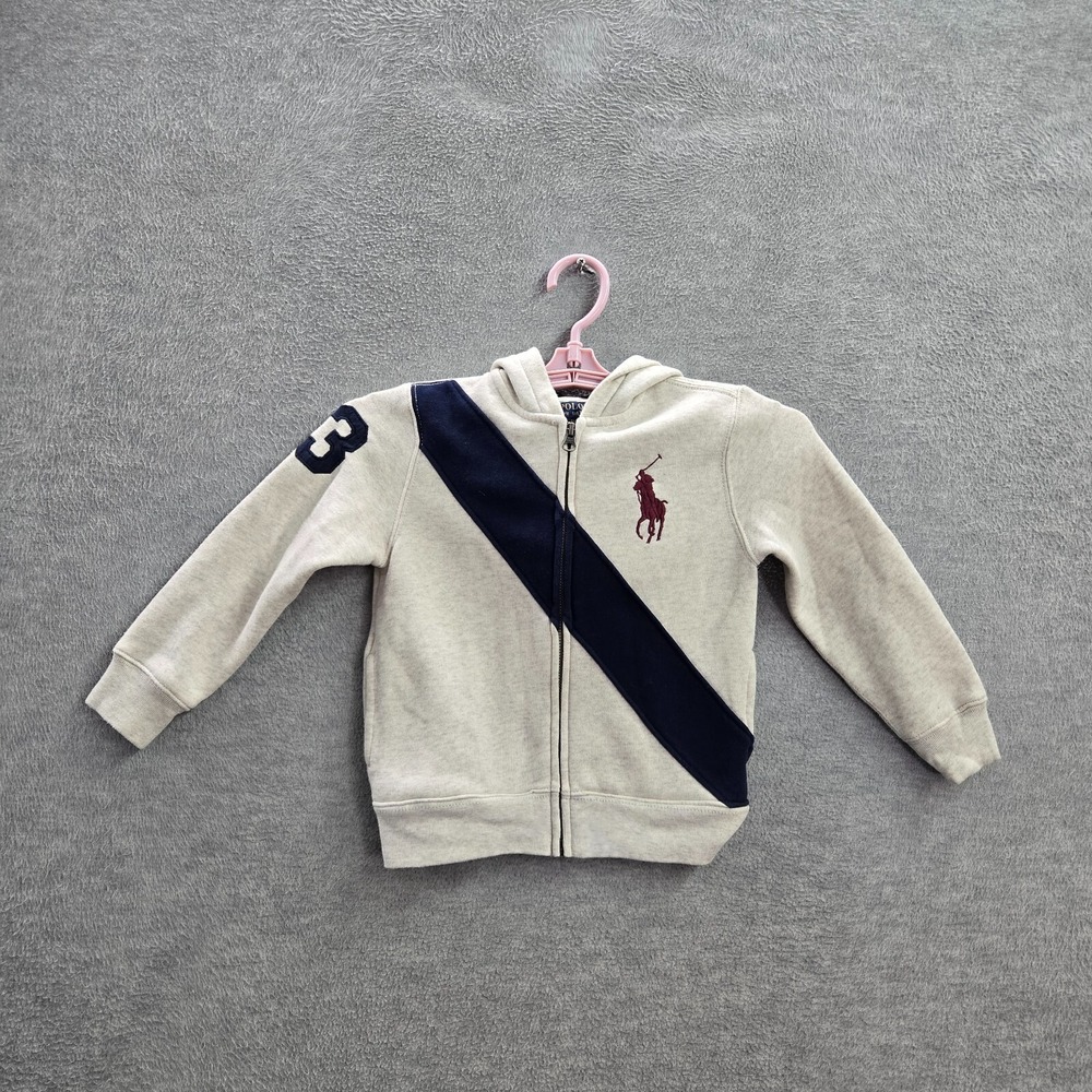 Polo Ralph Lauren Boys Hoodie 44T Gray Big Pony Long Sleeve Cotton Polyester